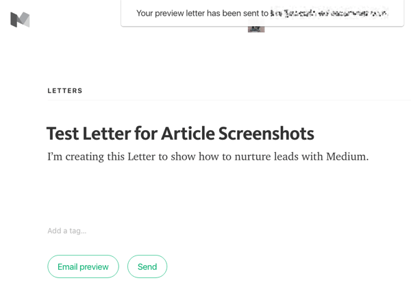medium letters send email preview