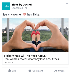 tieks facebook mobile ad example