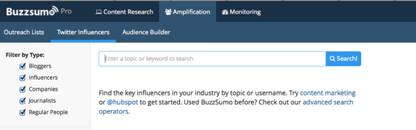buzzsumo search for influencers