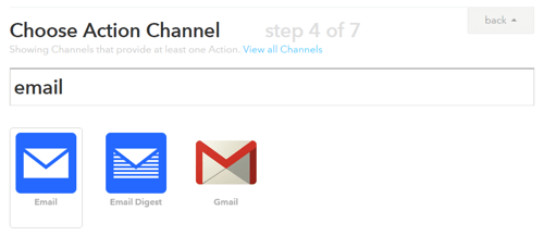 choose the action channel for your ifttt trigger