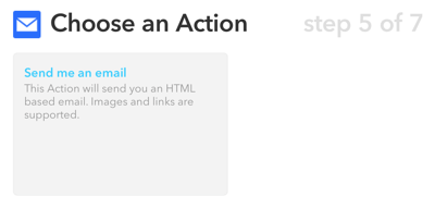 select send me an email for the triggered action