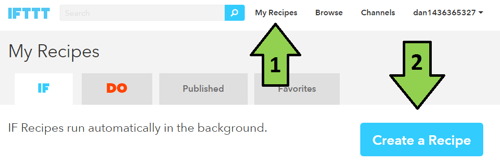 create recipe with free ifttt account