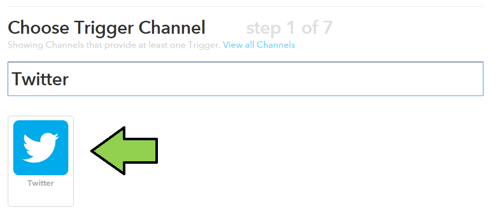 select twitter as the recipe trigger channel