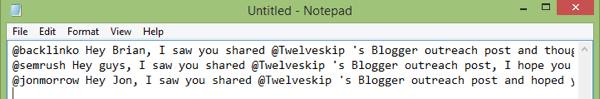 tweet text in notepad