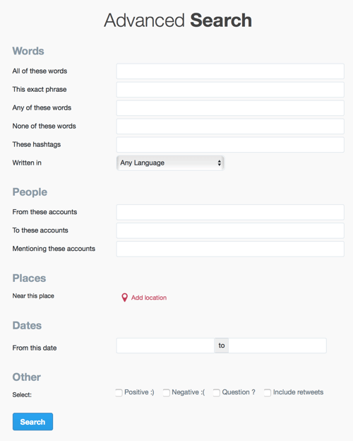 twitter advanced search fields to refine search