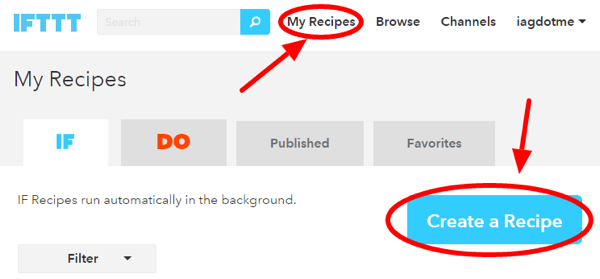 ifttt create recipe