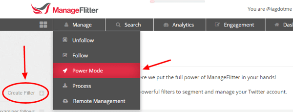 manageflitter power mode