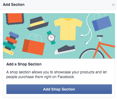 facebook add shop section button