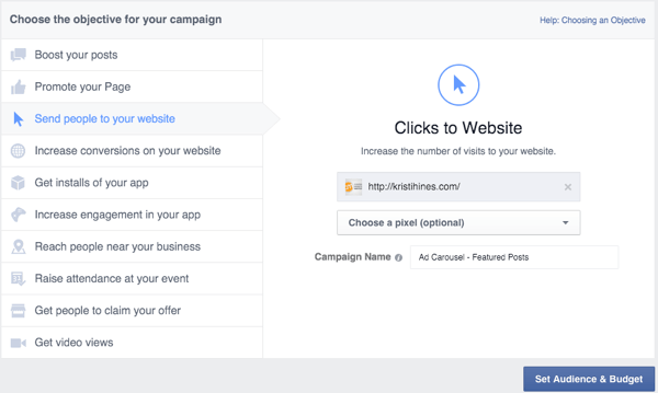 facebook ad campaign name box