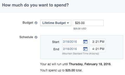 facebook ad budget feature