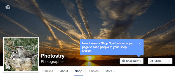 facebook call to action button changes to shop now button