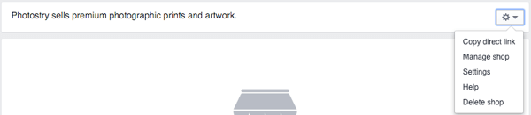 facebook shop settings menu