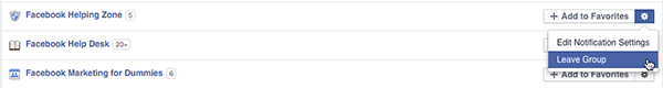 leave a facebook group on groups page