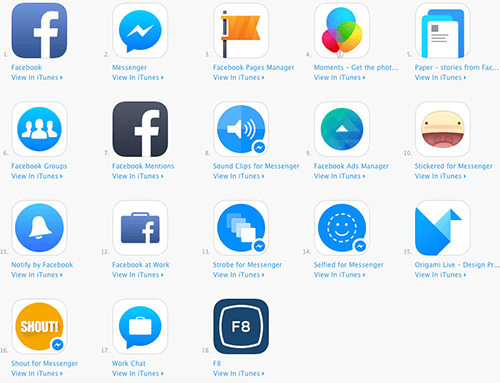 itunes store facebook app options