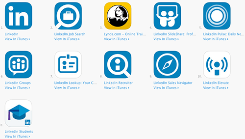 itunes store linkedin app otions