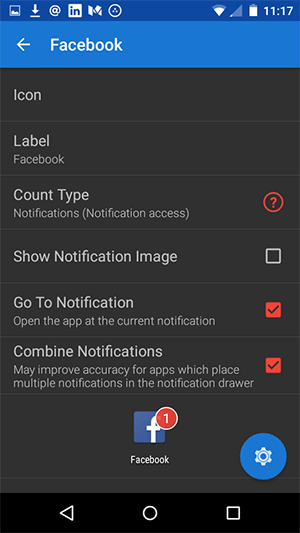 android notifyer app settings for each social network