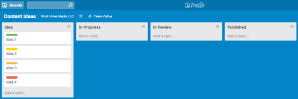 process lists on a board in trello