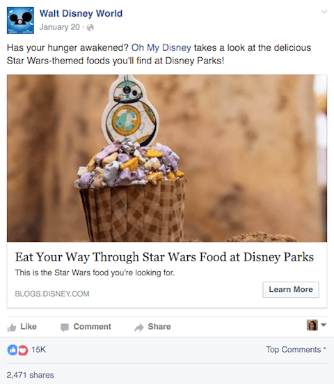 walt disney world facebook post