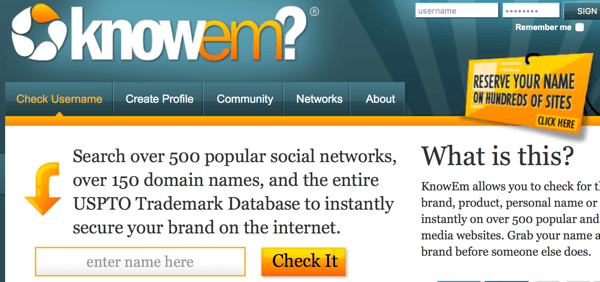 knowem provides a quick business or brand search