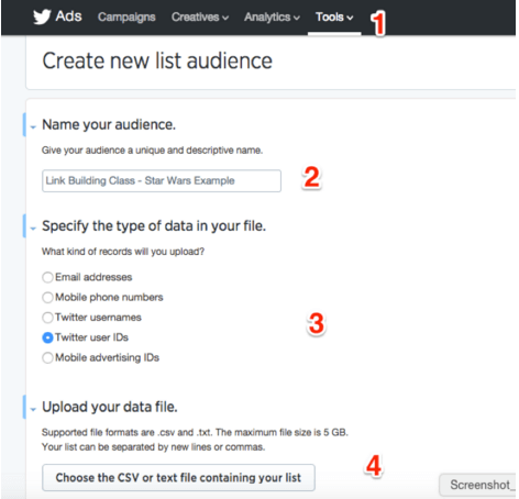 create tailored audience for twitter influencer list