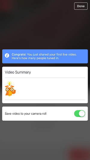 facebook page live video option to save video