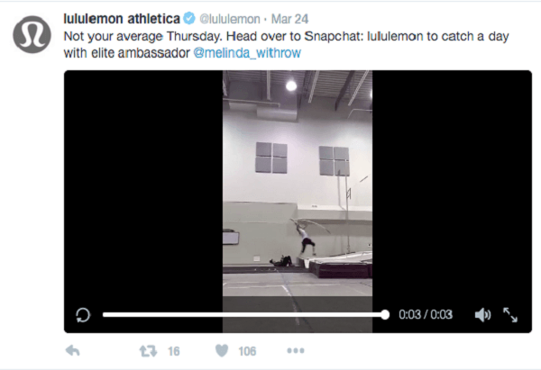 lululemon snapchat video preview on twitter