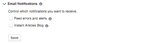 facebook instant articles email alerts
