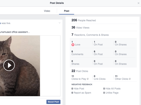 facebook live video post insights