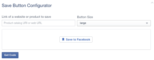 facebook save button set to blank url