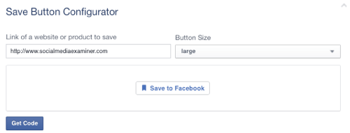 facebook save button set to url