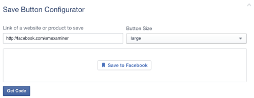 facebook save button set to page