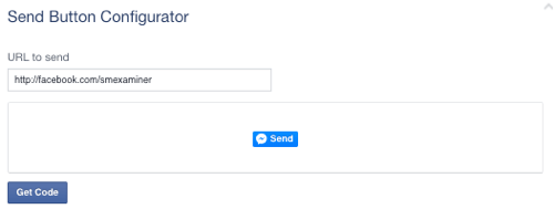 facebook send button set to facebook page