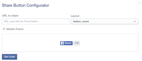 facebook share button set to blank url