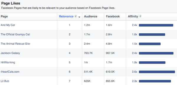 facebook top pages for interests