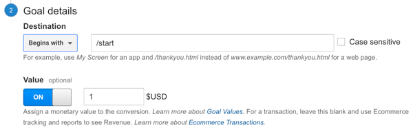 add revenue amount to goal in google analytics