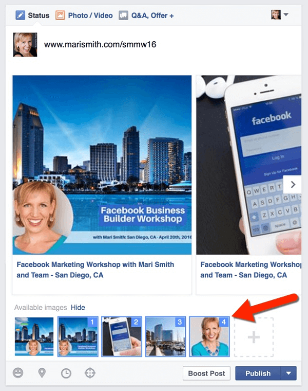 facebook link post carousel