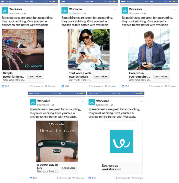 workable facebook carousel ad