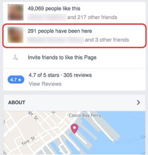 facebook page check in example