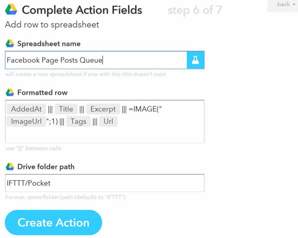 ifttt complete action fields