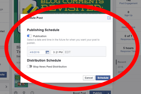 schedule facebook post