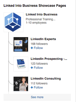 linkedin showcase pages for linked into business