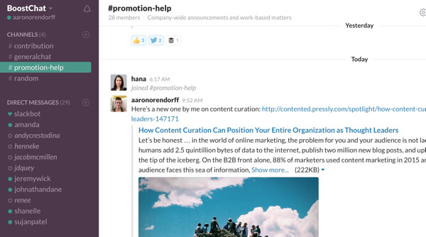 slack content channels