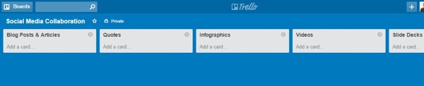 trello board for social content types