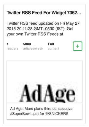 add twitter widget rss feed to feedly