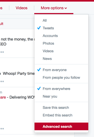 twitter advanced search option