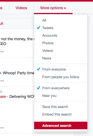 Advanced search twitter