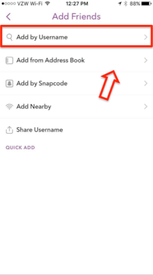 snapchat add by username