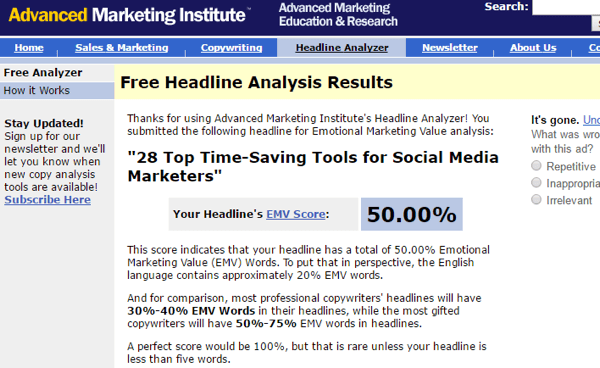 advanced marketing institute headline analyzer