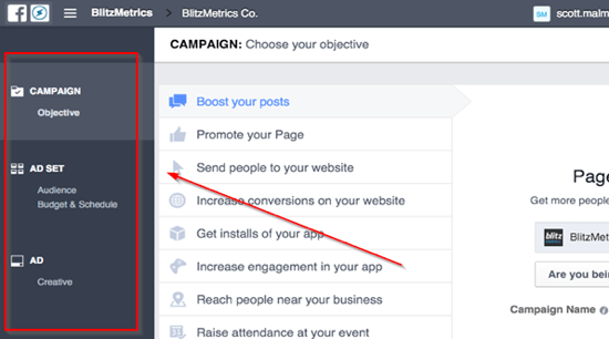 facebook ad campaign objective