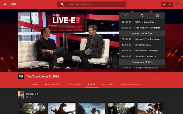 youtube gaming event hub